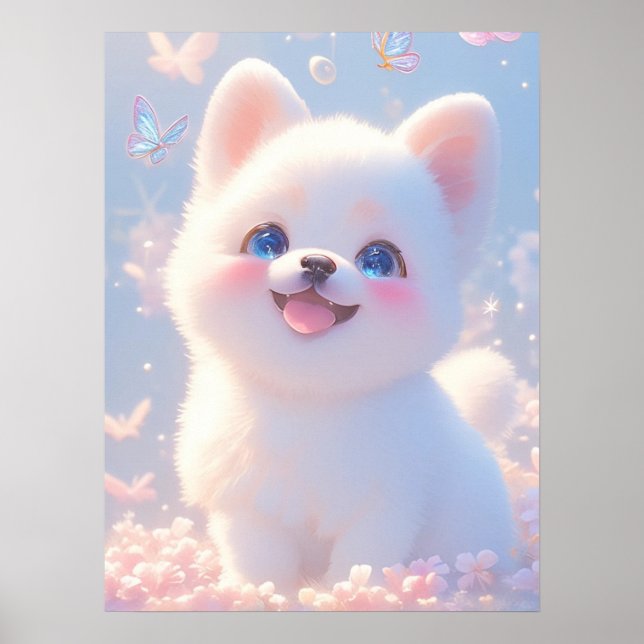 Affiche Fluffy Chien rêve lunaire (Devant)