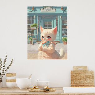 Affiche Fluffy Kitten avec Lollipop à la pâtisserie