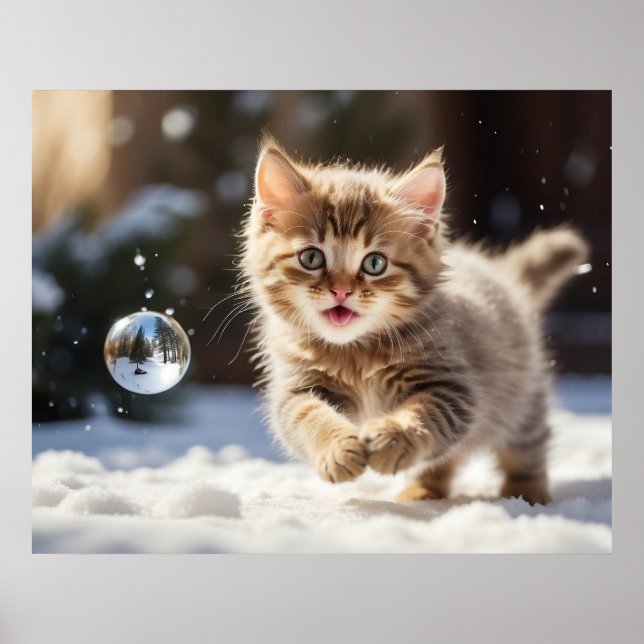 Affiche *~* Fluffy Kitty Chat 5:4 Kitten AP68 Boule de nei (Devant)
