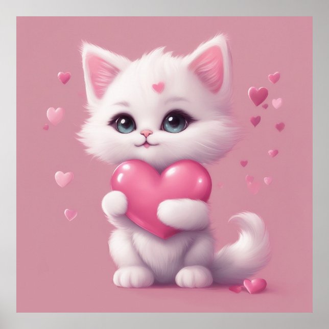 Affiche Fluffy White Love Kitten (Devant)