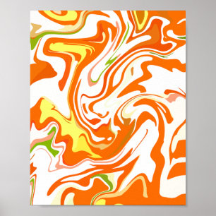 Affiche Fluide Abstrait Orange Vibrant 