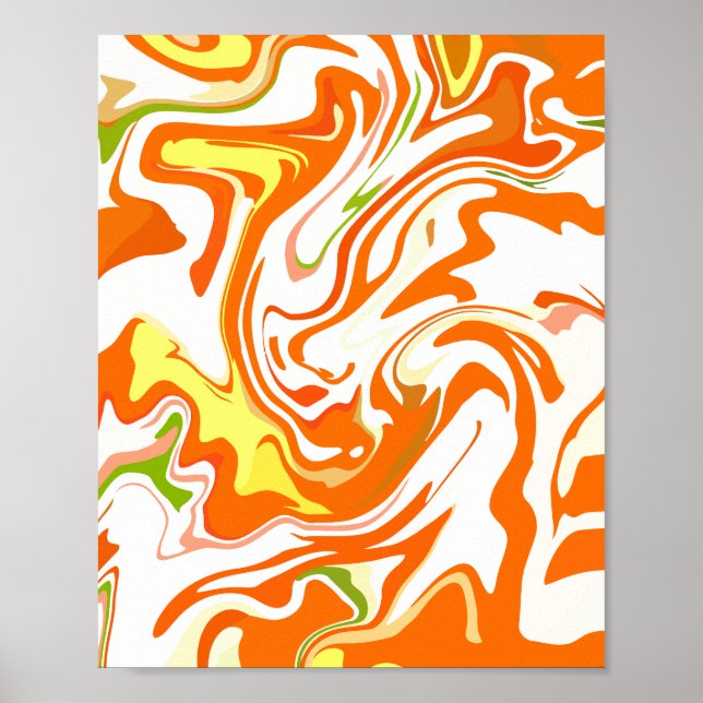 Affiche Fluide Abstrait Orange Vibrant  (Devant)