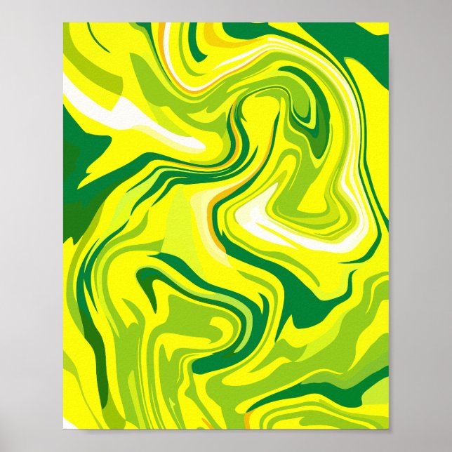 Affiche Fluide Abstrait torréfaction en Jaune et Vert (Devant)