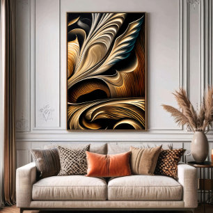 Affiche Fluide Métallique Luxe Doré