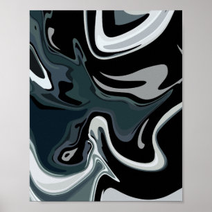 Affiche Fluidité Abstraite dans des Tourbillons Monochrome