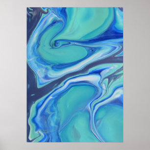 Affiche Fluidité abstraite moderne de la marine bleue Art
