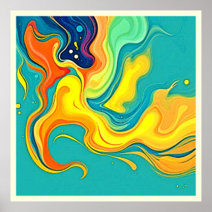Affiche Fluidité de la Joie : Vagues Abstraites