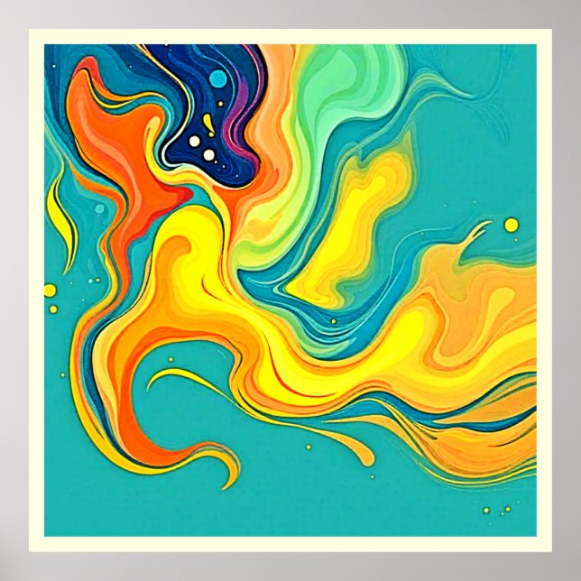 Affiche Fluidité de la Joie : Vagues Abstraites (Devant)