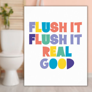 Affiche Flush it Flush it Bathroom Sign