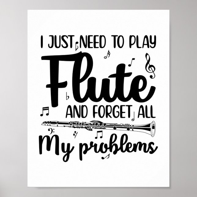 Affiche Flute | Cadeau Hobby Instrument de musique (Devant)