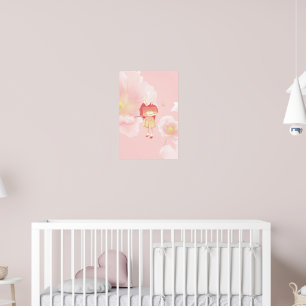 Affiche Flûte de printemps : fille lapin jouant de la musi