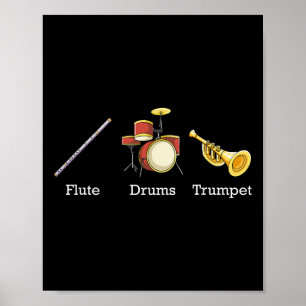 Affiche Flute tambours Trumpet Instruments de bande Anti T