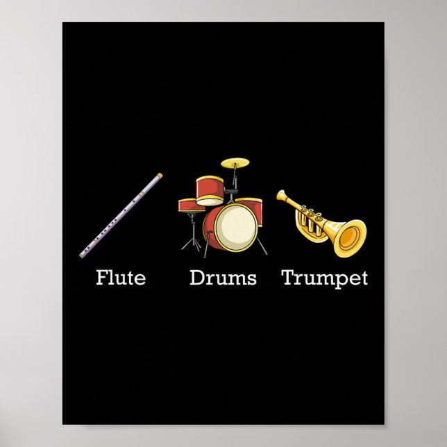 Affiche Flute tambours Trumpet Instruments de bande Anti T (Devant)