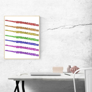 Affiche Flûtes colorées arc-en-ciel