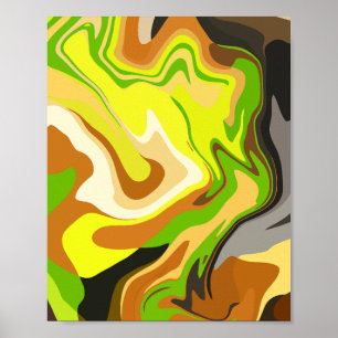 Affiche Flux Abstrait de Couleurs Terreuses et Naturelles
