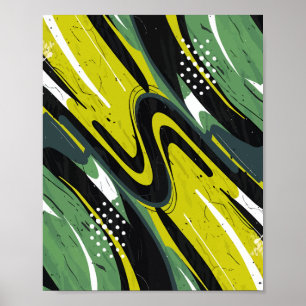 Affiche Flux Abstrait dynamique vert et vert citron