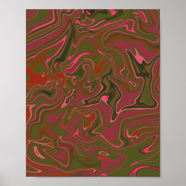 Affiche Flux Abstrait - teintes Terre et Vivid (Devant)