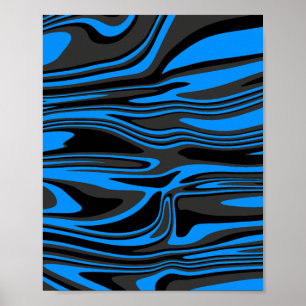 Affiche Flux bleu et noir Abstrait