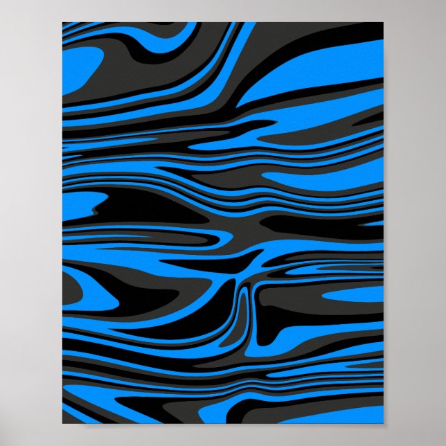 Affiche Flux bleu et noir Abstrait (Devant)