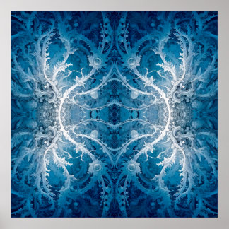 Affiche Flux cosmique sacré - Symétrie argent bleu