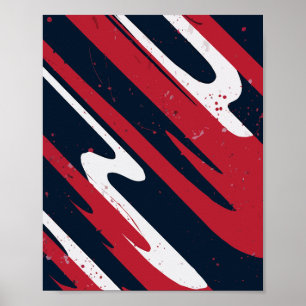 Affiche Flux de brosse rouge et blanc dynamiques