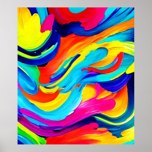 Affiche Flux de couleurs Abstrait dynamique