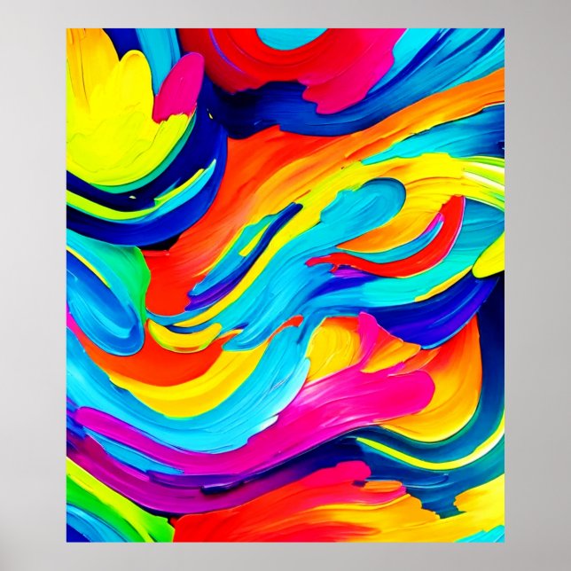 Affiche Flux de couleurs Abstrait dynamique (Devant)