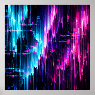 Affiche Flux de données de pépin néon abstrait
