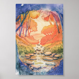 Affiche Flux de forêt lunaire