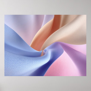 Affiche Flux de tissu pastel abstrait avec des courbes dou