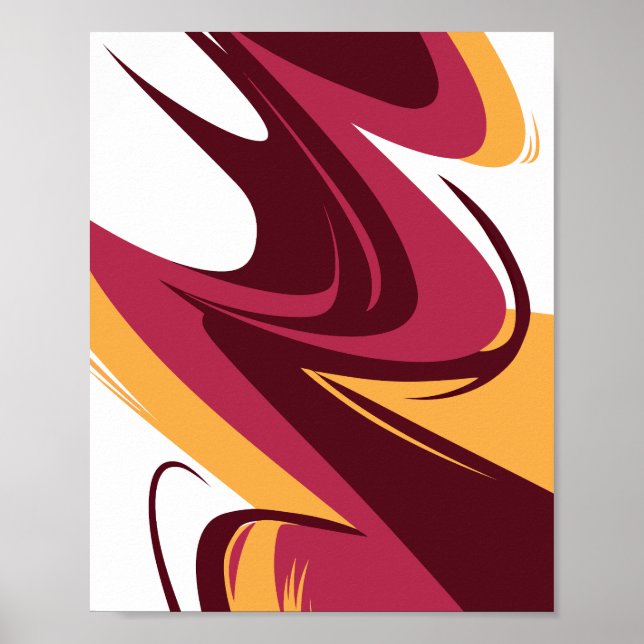 Affiche Flux dynamiques Abstraits rouge, marron et jaune (Devant)