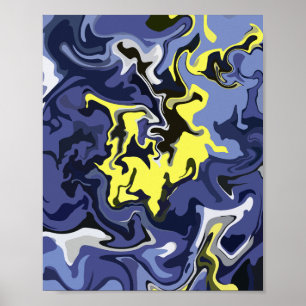Affiche Flux éthéré de Jaune et Bleu