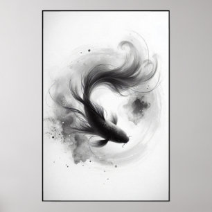 Affiche Flux éthéré d'un Koi gracieux Abstrait