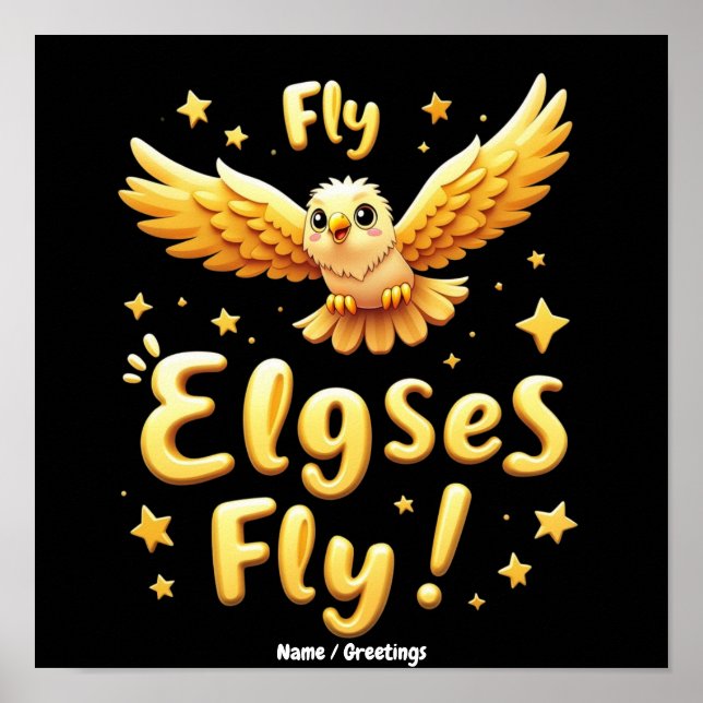 Affiche Fly Elgses Fly Art inspirant de l'aigle  (Devant)
