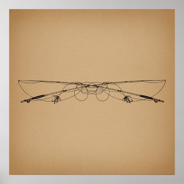 Affiche Fly Fishing Antique Art Fishing Poles Vintage (Devant)