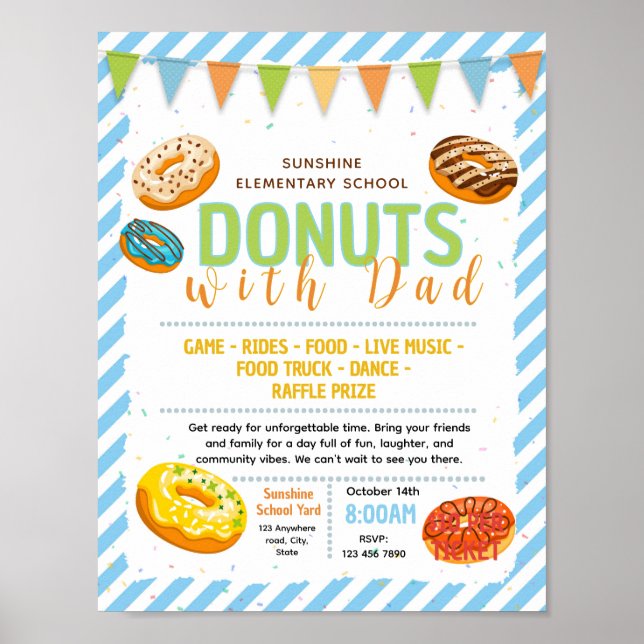 Affiche Flyer de collecte de fonds avec donuts modifiables (Devant)