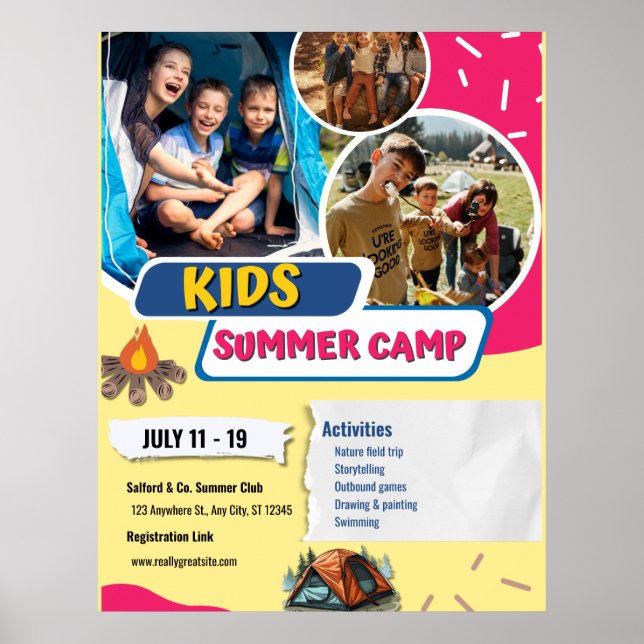 Affiche Flyer de colonie de vacances pour enfants, Bootcam (Devant)