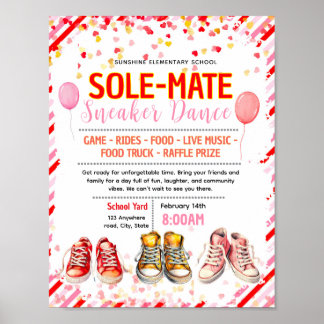 Affiche Flyer de danse de baskets de la Saint-Valentin mod