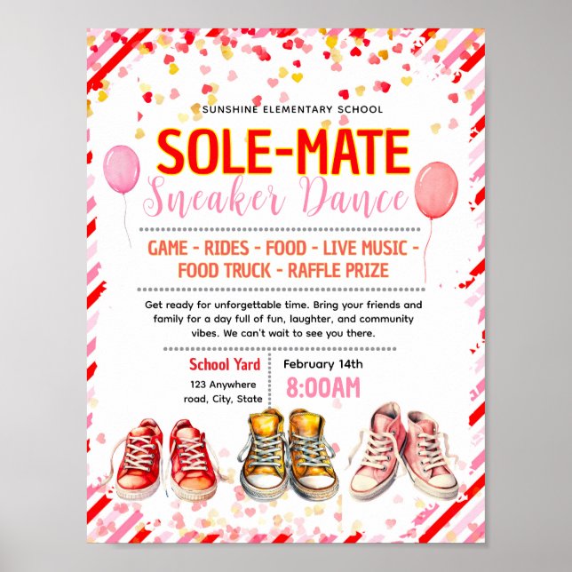 Affiche Flyer de danse de baskets de la Saint-Valentin mod (Devant)