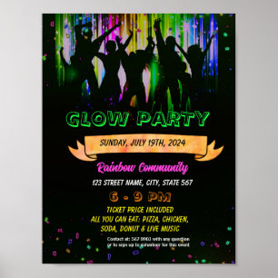Affiche Flyer de la fête de danse Editable Glow