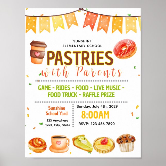 Affiche Flyer modifiable de collecte de fonds pour pâtisse (Devant)