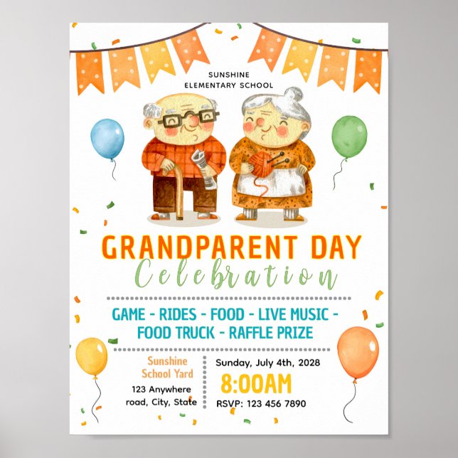 Affiche Flyer modifiable pour la journée des grands-parent (Devant)
