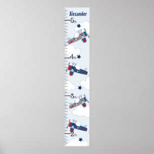 Affiche Flying Airplane Nursery Growth Chart Gardez à 8x44