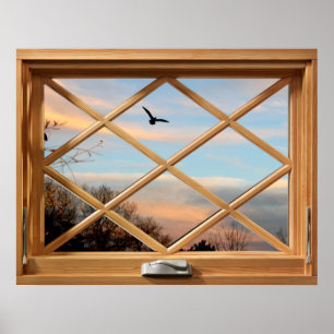 Affiche Flying Bird Country View Faux Fake Window