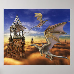 Affiche Flying Bronze Dragon Imaginaire Sky
