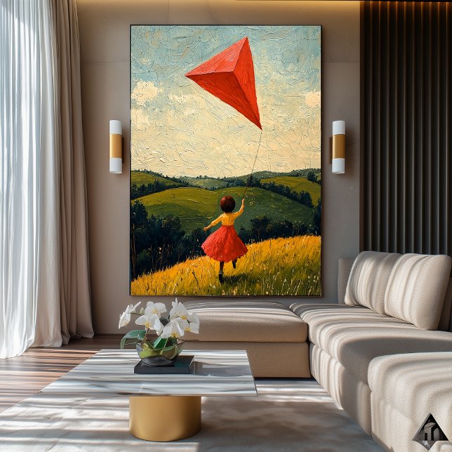 Affiche Flying Free – Joie Naïve de l'Enfance Art (Créateur téléchargé)