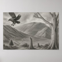 Flying Free – Monochrome Wilderness Sketch Art