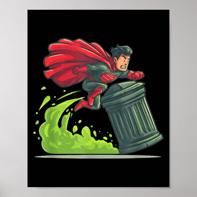 Affiche Flying Hero With Trash Can Costume For Take Out Th (Devant)