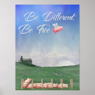 Affiche Flying Pig Be Different
