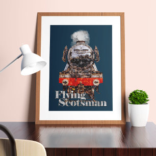Affiche Flying Scotsman – Illustration de Locomotive à Vap